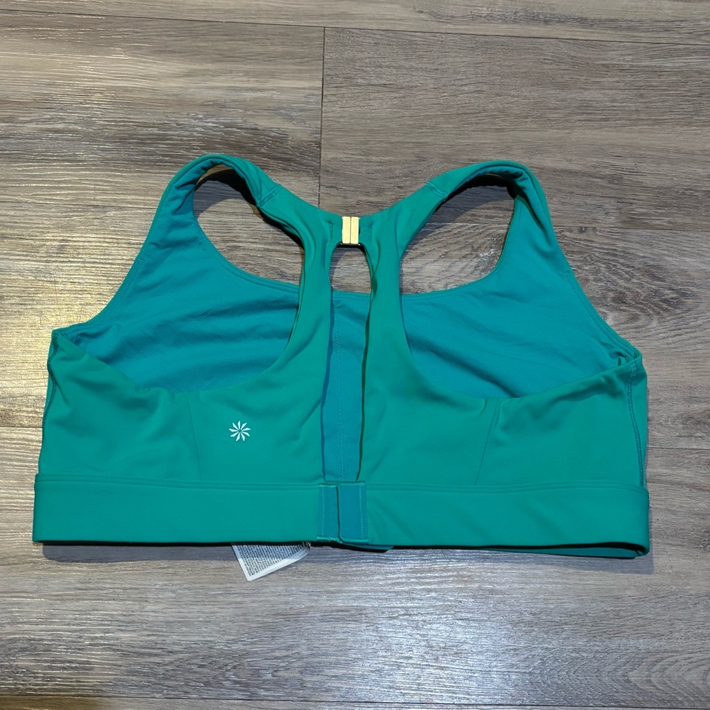 Athleta teal medium impact racerback sports bra size 1X compression wire free